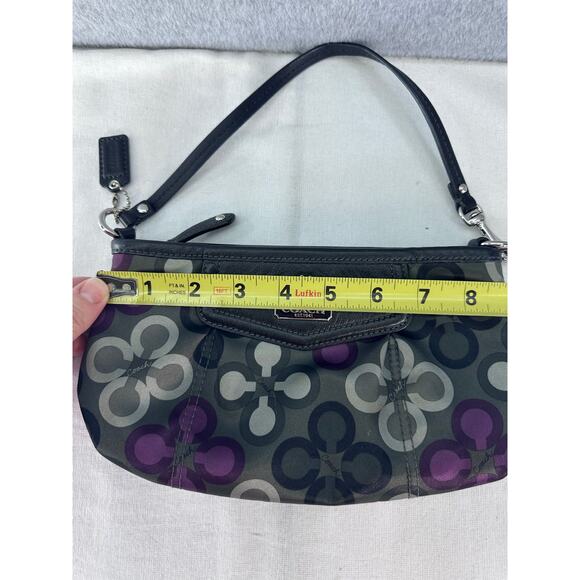 Coach Y2K Wristlet Clutch Small Purse Madison Clover Print Purple Grey & Black - Picture 8 of 10